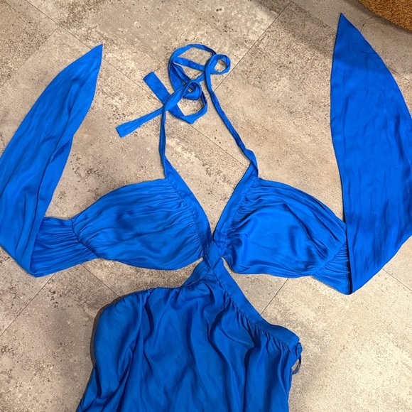 Line & Dot Cobalt Blue Maxi Dress - Picture 7 of 9